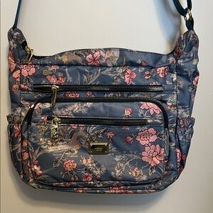 Stylish Floral Shoulder Bag in Blue and Pink